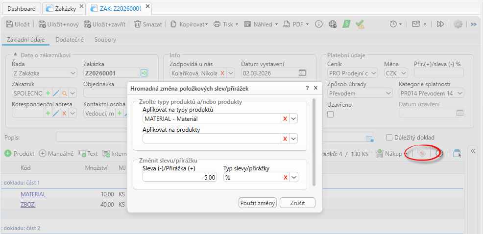 Hromadná sleva položkových slev